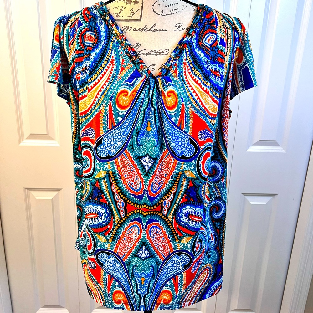 Orange & Blue Blouse